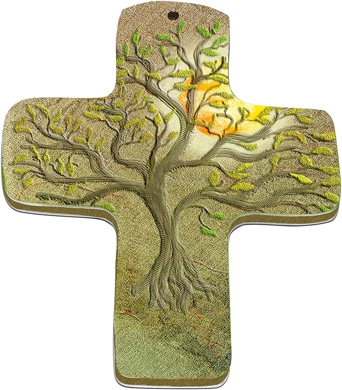 metALUm Premium Wandkreuz aus Metall und MDF | Olivenbaum | #52026