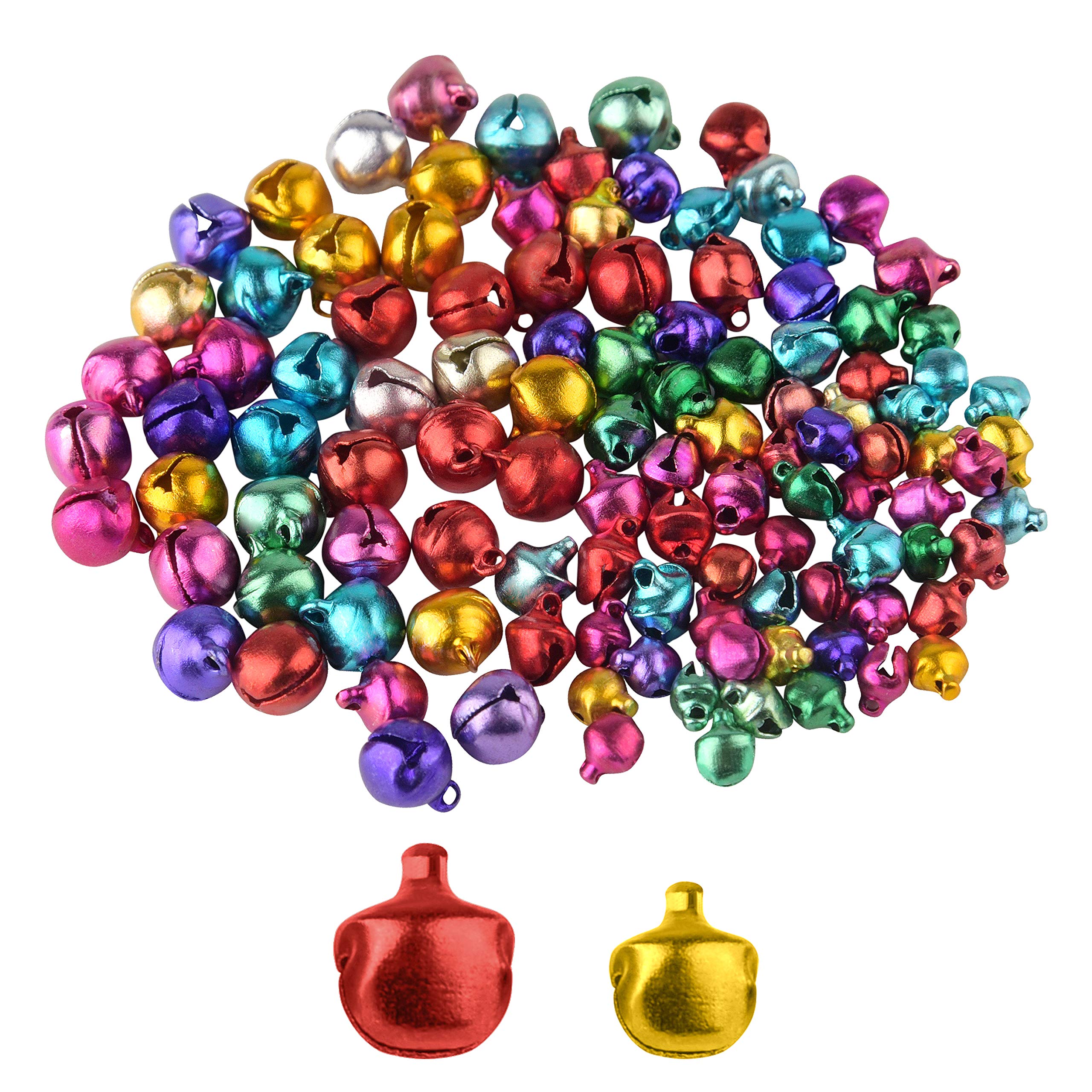 TUPARKA 200PCS 6MM 10MM Jingle Bells Craft Bells Ornament for Christmas Party Decorations Supplies(Assorted Color)