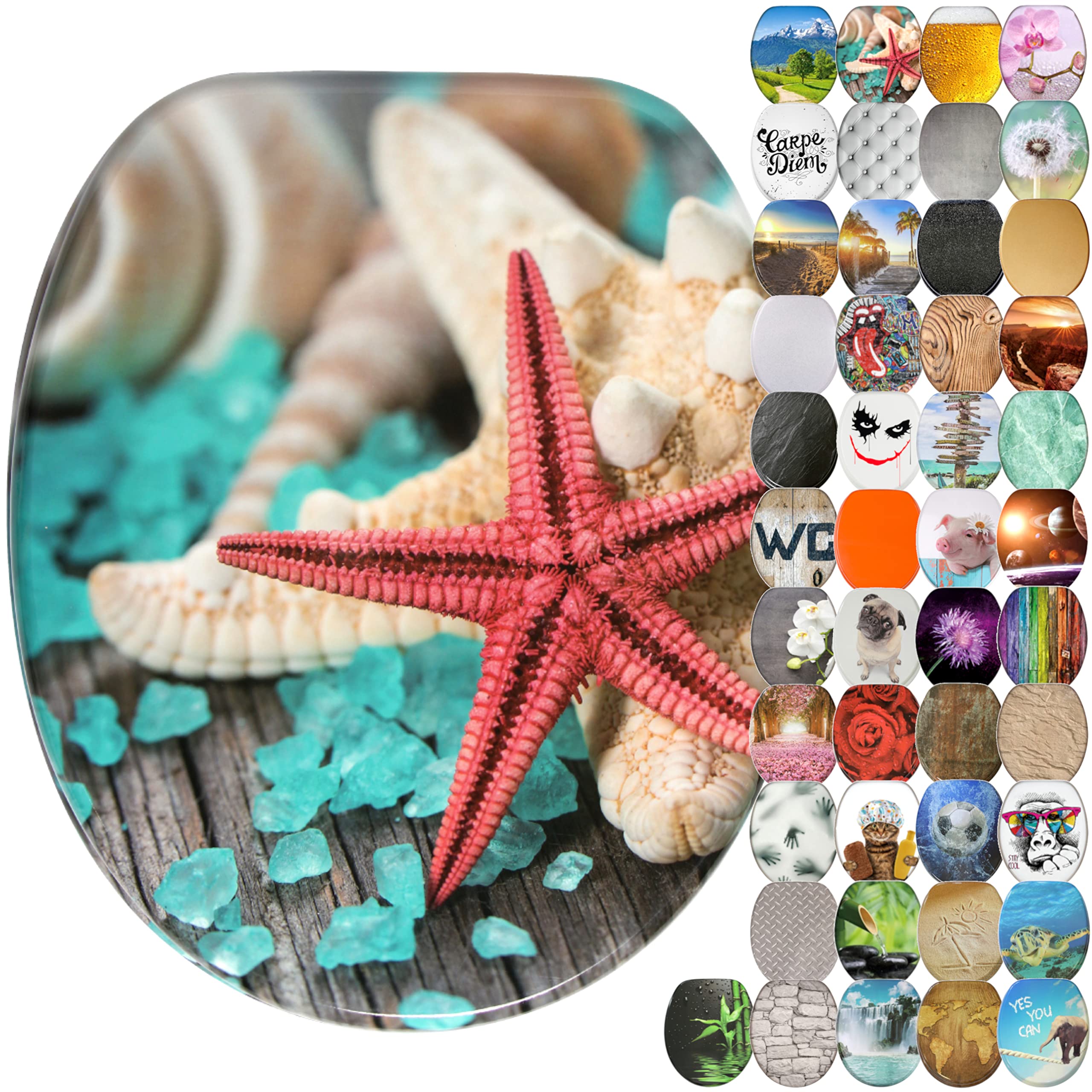 Sanilo Soft Close Toilet Seat, Wide Choice of New Toilet Seats, Stable Hinges, Easy to Mount (Bath Salts)