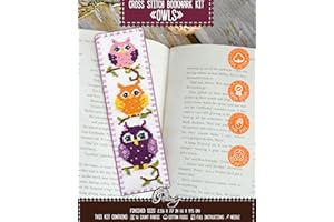 Povitrulya Counted Cross Stitch Kit - DIY Kits for Adults or Kids - Funny Embroidery Bookmark - Easy to Use - Craft Collection - Owls
