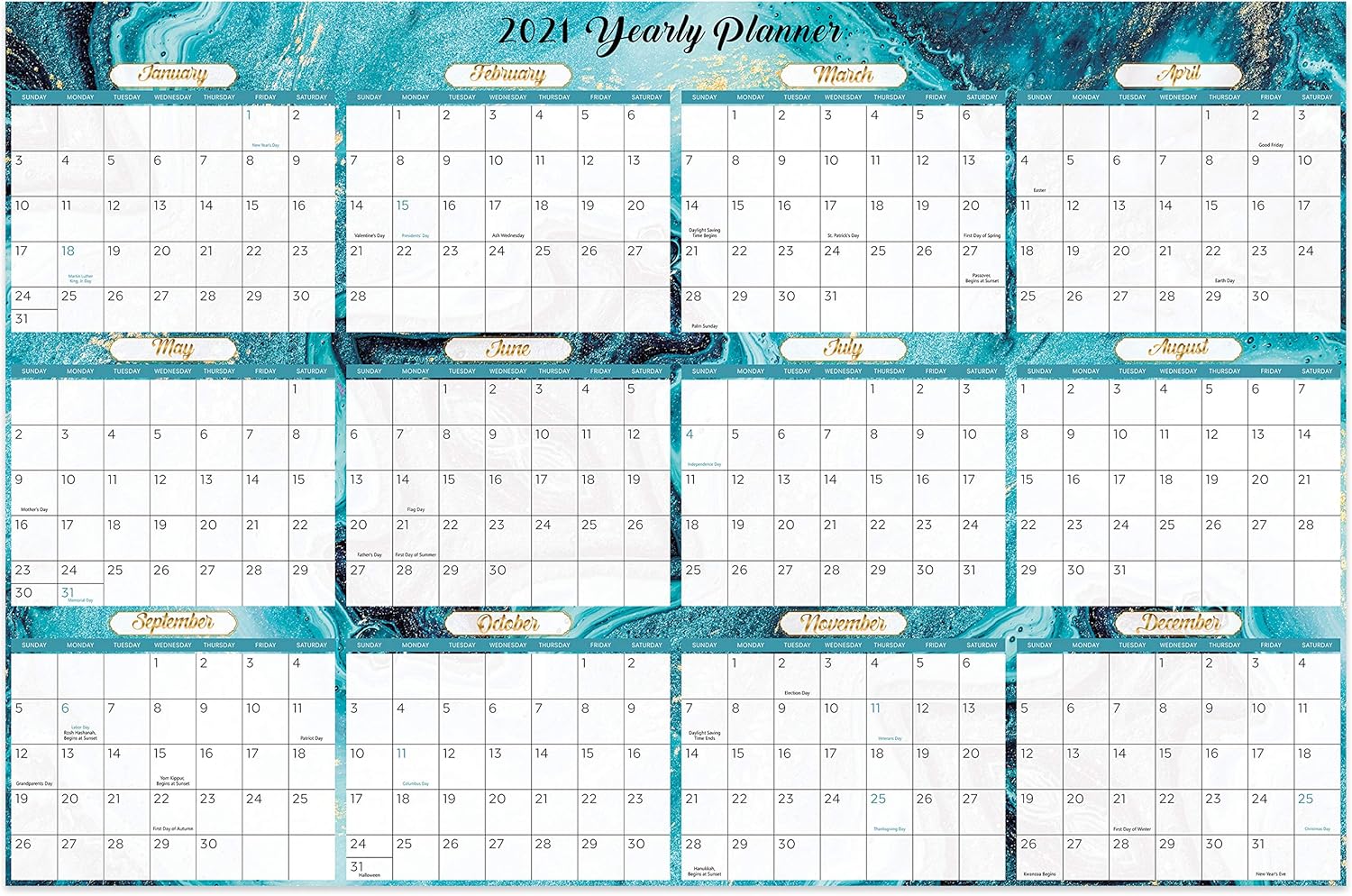 2021 Yearly Wall Calendar 2021 Wall Calendar with Julian