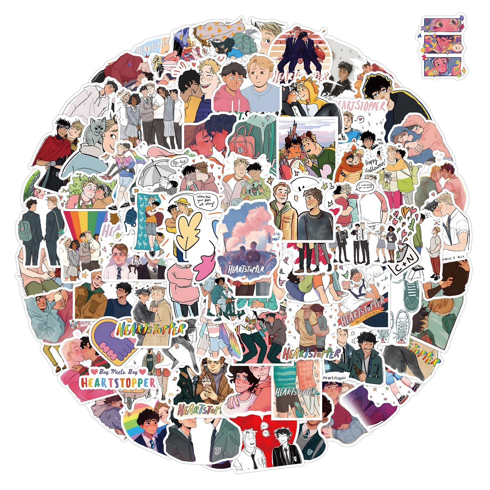 Heartstopper Stickers Pack 100 PCS |Stickers for Car,Laptop,Water Bottles,Stickers for Teens Cute Vinyl Decals — image 1