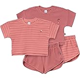Modern Moments by Gerber baby-girls 4-piece Set (2 Boxy Crop Tops & 2 Dolphin Shorts)