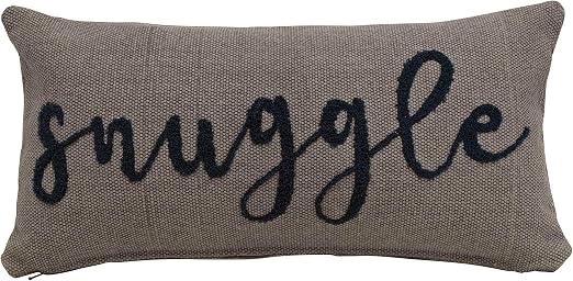 Amazon Com Creative Co Op Snuggle Embroidered Rectangle Cotton Lumbar Pillow Navy Home Kitchen
