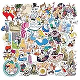 50 Cartoon Alice in Wonderland Stickers Waterproof