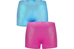 BYONEME Girls Dance Short for Gymnastics Athletic Shorts Sparkle Glitter Tumbling Bottoms