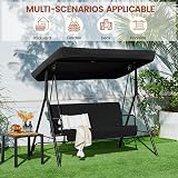 Yaheetech 3 Seater Outdoor Swing Chair Canopy Removable Cushions Black view 2