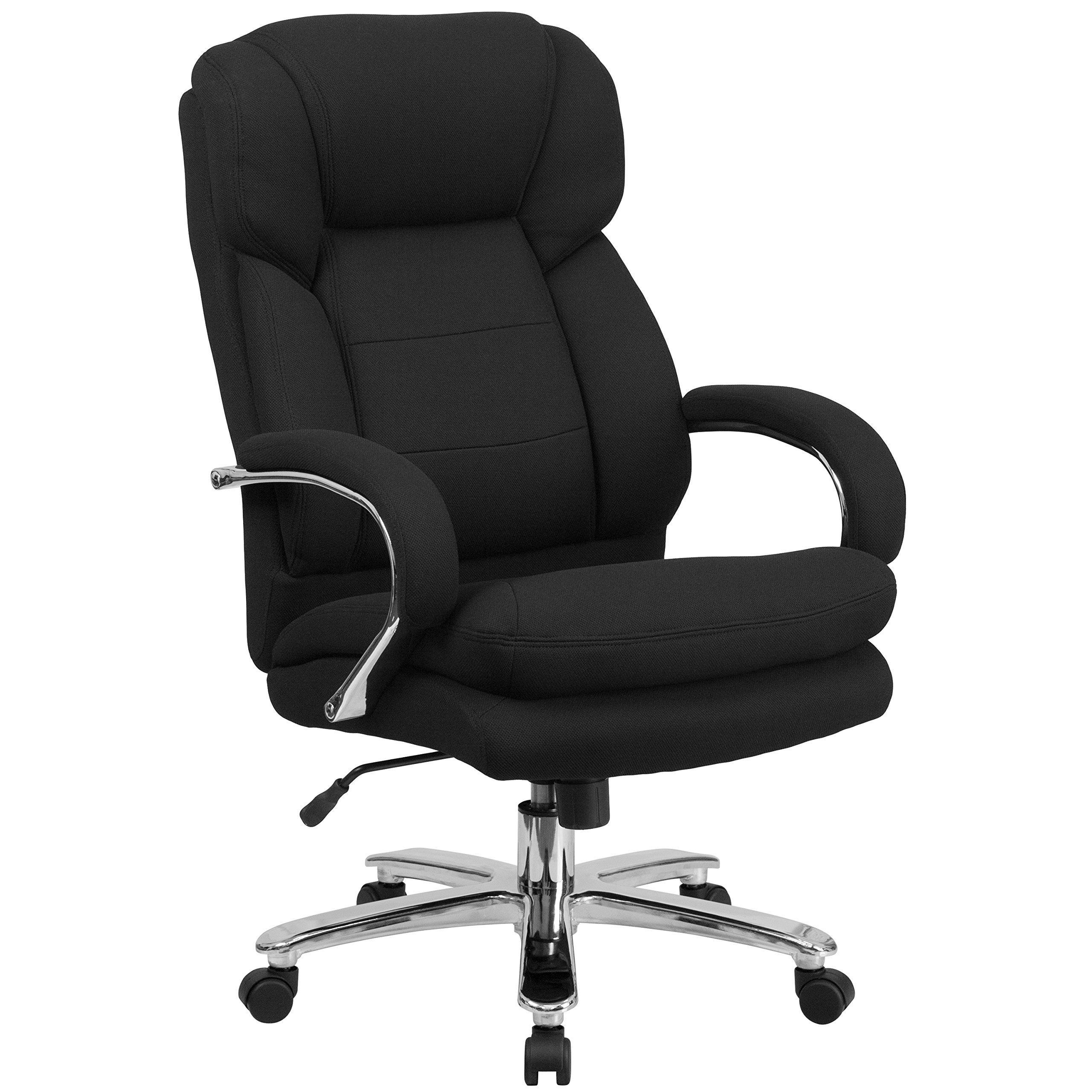 Photo 1 of Flash Furniture Hercules Series Swivel Office Chair with Loop Arms, Ergonomic High-Back Executive Chair with Padded Seat and Arms, Black