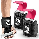 DMoose Fitness Weight Lifting Hooks (Pair) for Deadlifts, Pull Ups, Rows & Shrugs - Anti-Rip Nylon Strap Hand Grips with Thick Wrist Padding - Heavy Duty Wrist Straps for Weightlifting & Gym Workouts