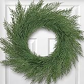 Cypress Christmas Cedar Wreath for Front Door Christmas - 20 Inch Wreaths Real Touch Holiday Outdoor Wreath for Decorating Artificial Plain Winter Pine Modern Farmhous Wreaths for Indoor