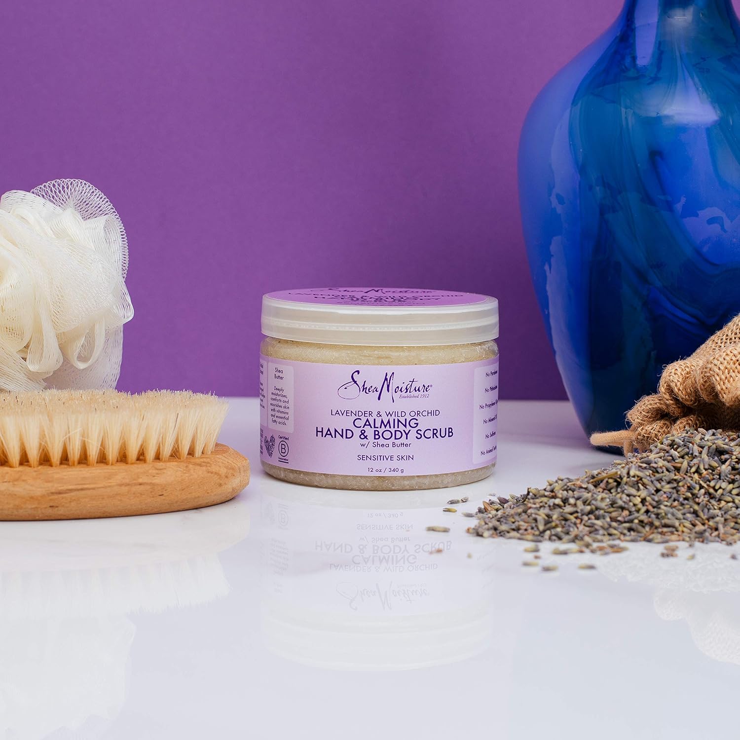 SheaMoisture Lavender & Wild Orchid Hand & Body Scrub | 12 Ounce : Hydrating Body Scrub Lavendar : Beauty