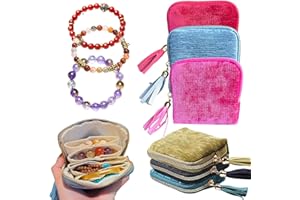 CHIMORY 2025 New Travel Jewelry Case – Portable Organizer for Rings, Bracelets, & Bangles with Tassel Zipper, Elegant Jewelry Roll for Journey, Crystal Jewelry Storage Pouch, Mini, Hot Pink