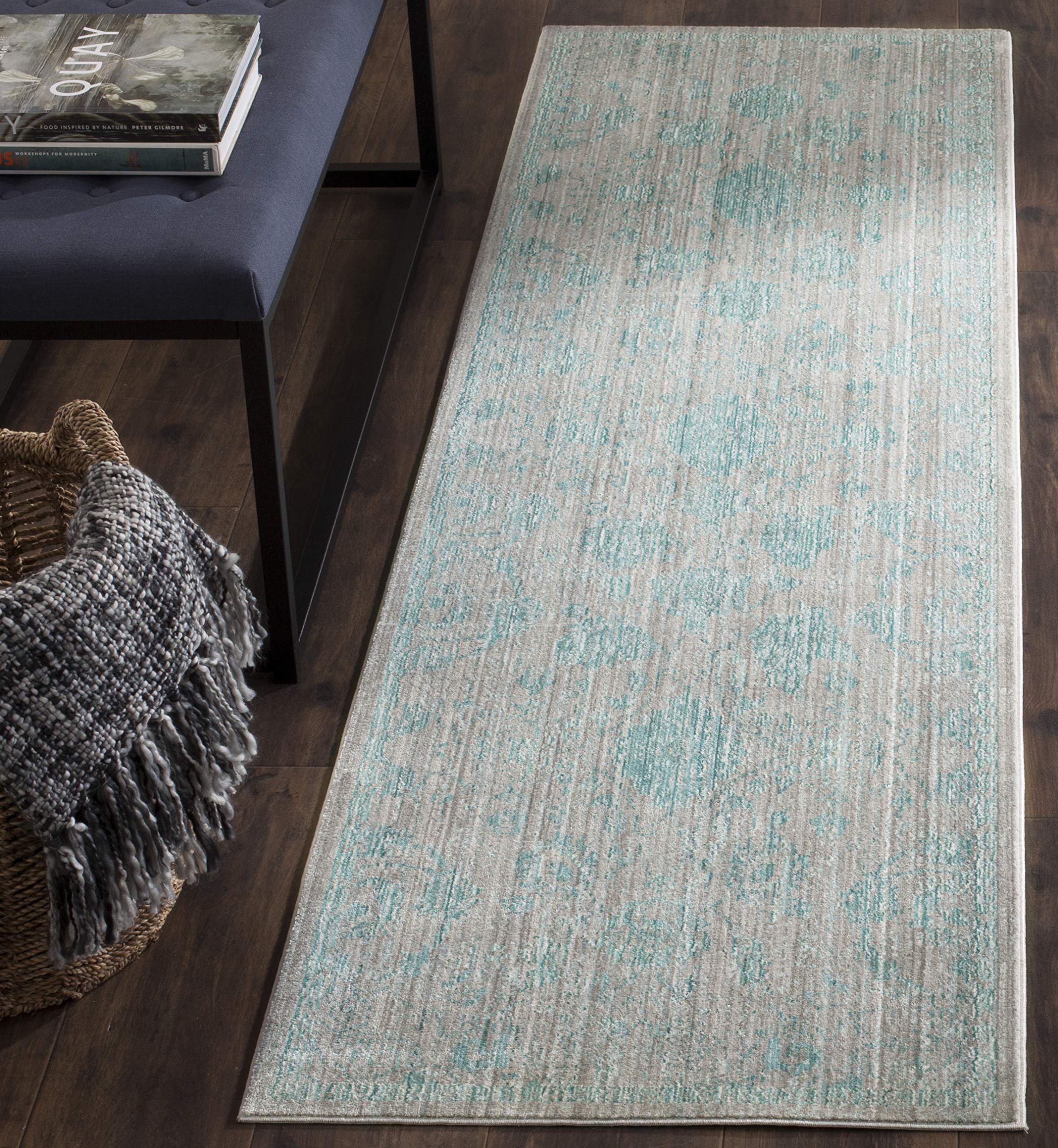 Safavieh Craft Art-Inspired Indoor Woven Runner Area Rug, Valencia Collection, VAL103, in Blue / Multi, 69 X 244 cm for Living Room, Bedroom or Any Indoor Space