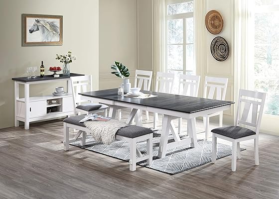 Milan Wooden Buffet with Storage, Gray/Gloss White