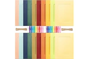 ENENES Paper Frames for 5 x 7 Photos 20 PCS Picture Frames Kraft Photo Frame Wall Hanging Cardboard Frames with Wood Clips and Jute String (10 Colors)