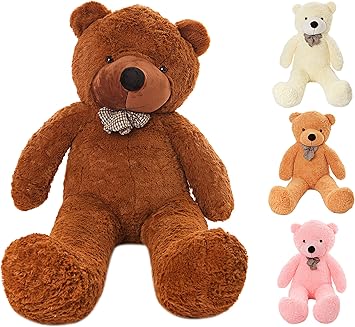 MyTeddyWorld Oso De Peluche Gigante - Grande Suave Osito De Felpa Regalo Para Niños - Juegete De Peluche Ideal Para Fiestas De Bodas Navidad Dia De San Valentin (Marron Oscuro 140 cm):