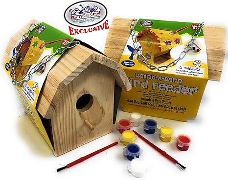 Amazon Com Matty S Toy Stop Paint A Barn Wooden Birdhouse Bird