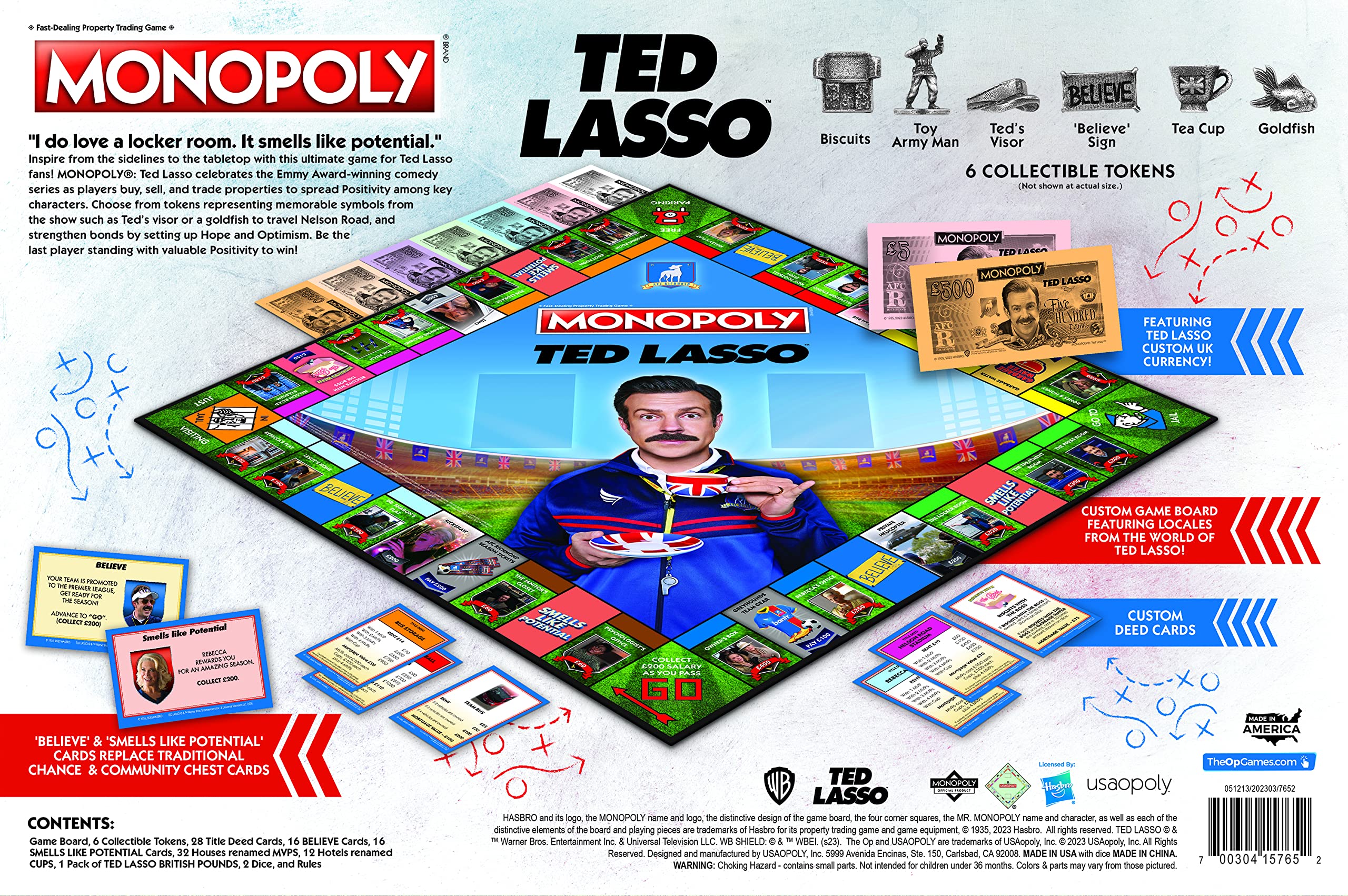 Monopoly Ted Lasso | Officially Licensed Board Collectible Board Game | Play as Believe Sign, Goldfish, Tea up, Ted’s Visor and More | Based On Popular Comedy Series
