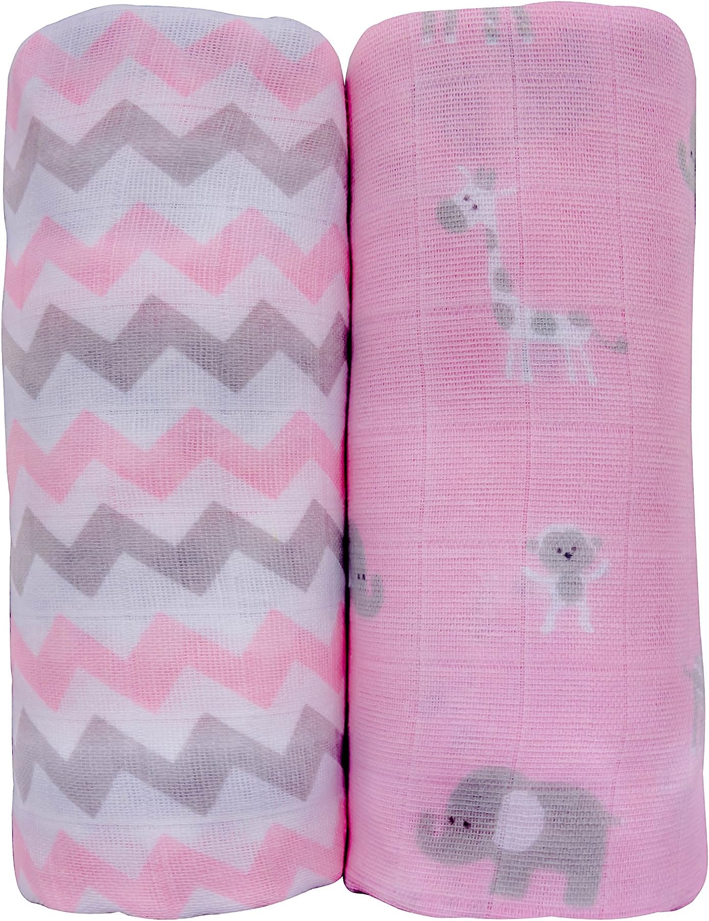Baby Muslin Swaddle Blankets for Girls 100% Cotton Burp Swaddler Receiving Blankets (2 Pack)