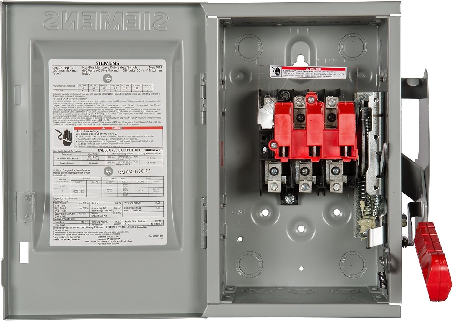 Siemens HNF361 30-Amp 3 Pole 600-volt 3 Wire Non-Fused Heavy Duty Safety Switches - - 