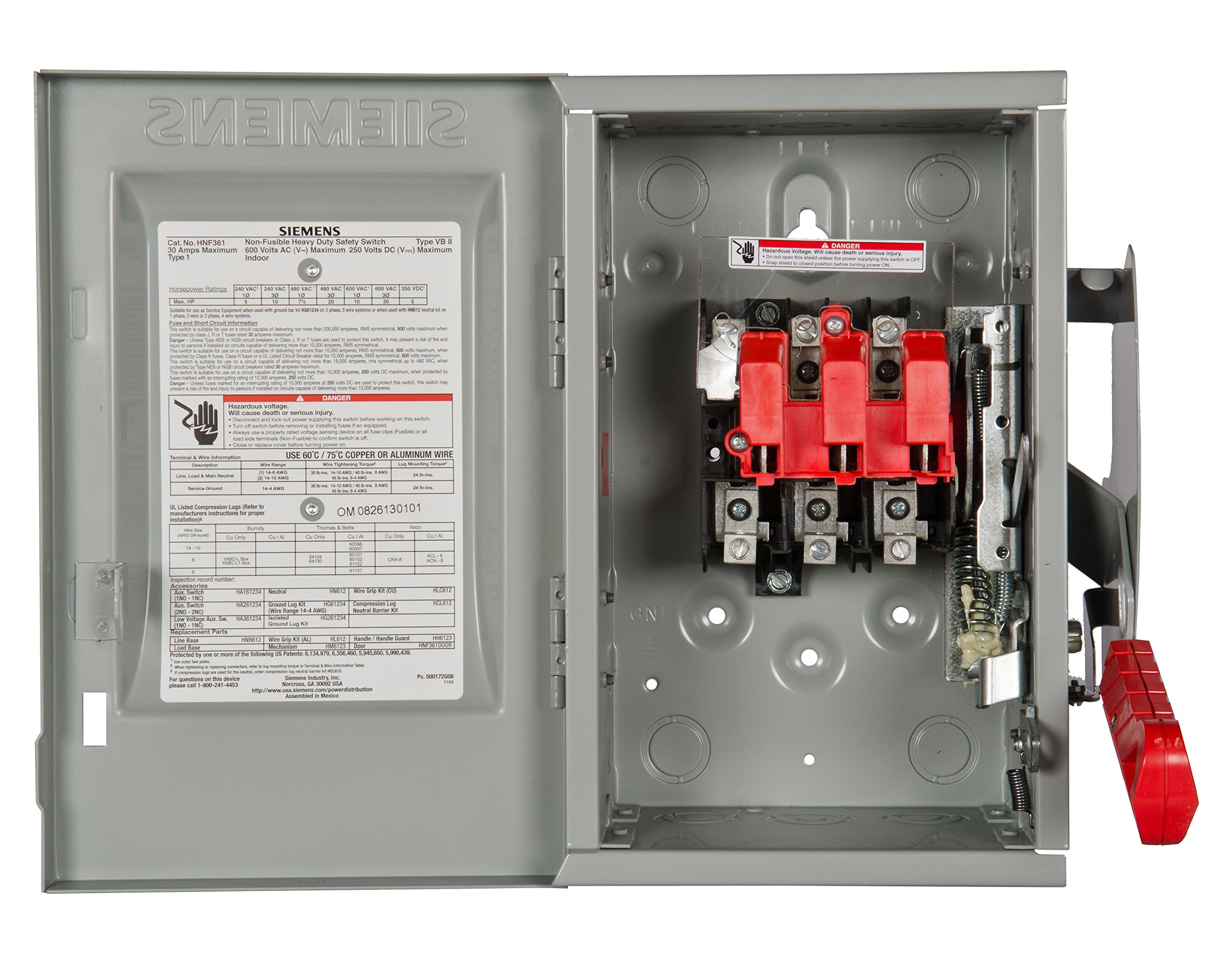 Siemens HNF361 30Amp 3 Pole 600volt 3 Wire NonFused Heavy Duty