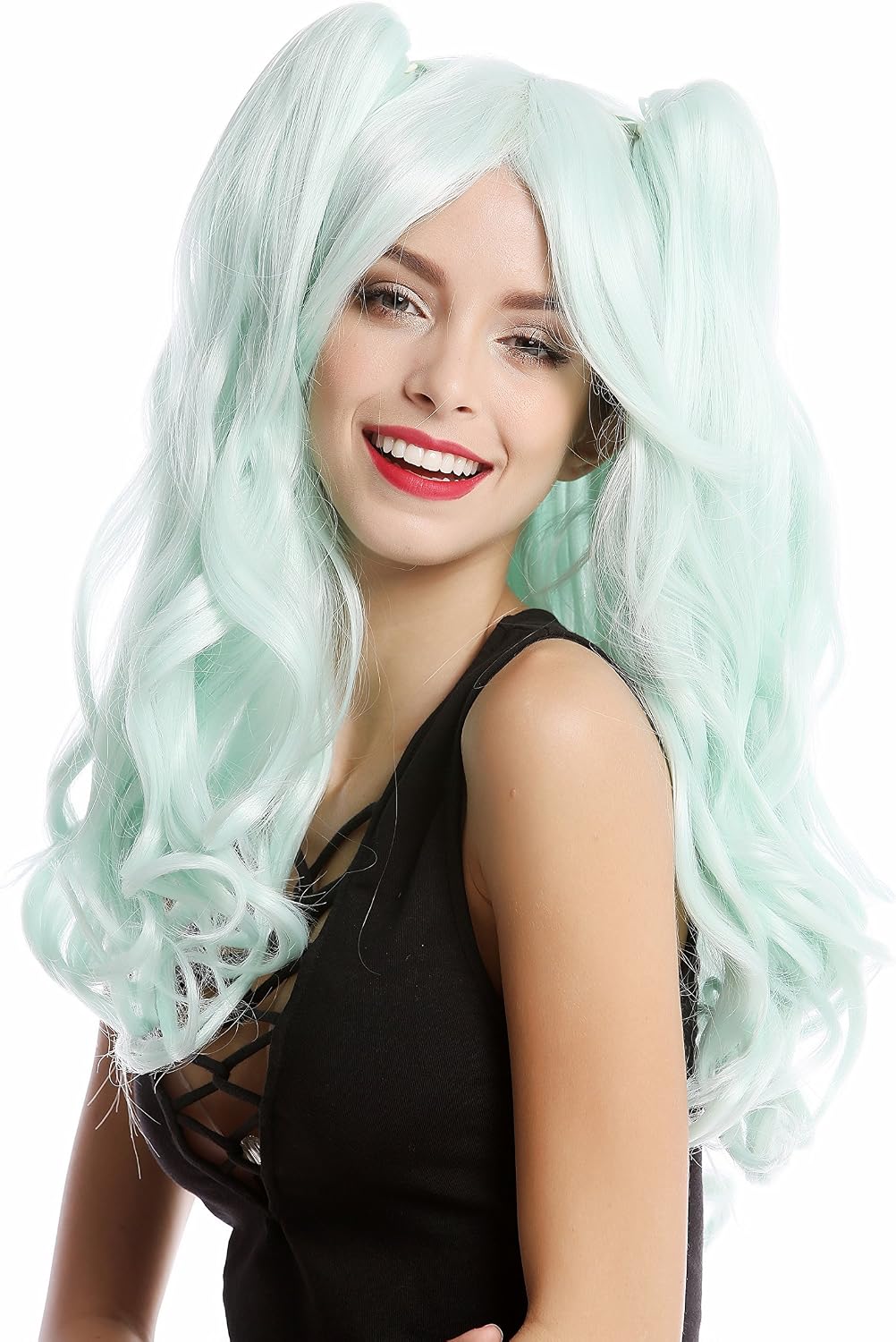 WIG ME UP - YZF-4379-TF2317 Lady Quality Cosplay Wig 2 removable pigtails ponytails long Gothic Lolita light mint green - Image 3