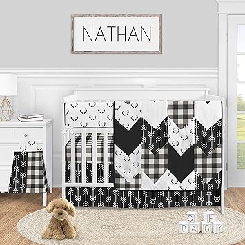 black and white buffalo plaid crib sheet
