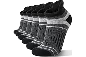 EBMORE 6 Pairs Merino Wool Ankle Hiking Running Socks Compression Support Thick Cushion No Show Socks for Men Women