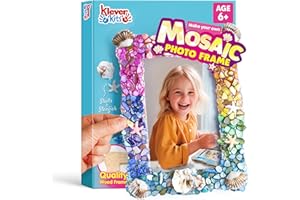 Klever Kits DIY Picture Frames Craft Kits for Kids, Mosaic Art Kit Birthday Gifts for 6 Years Old Girl Summer Toys, Make Your