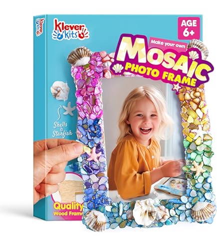 Kit De Marco De Fotos De Mosaico DIY | Manualidad De Madera Y Vidrio Para Niños Y Adultos