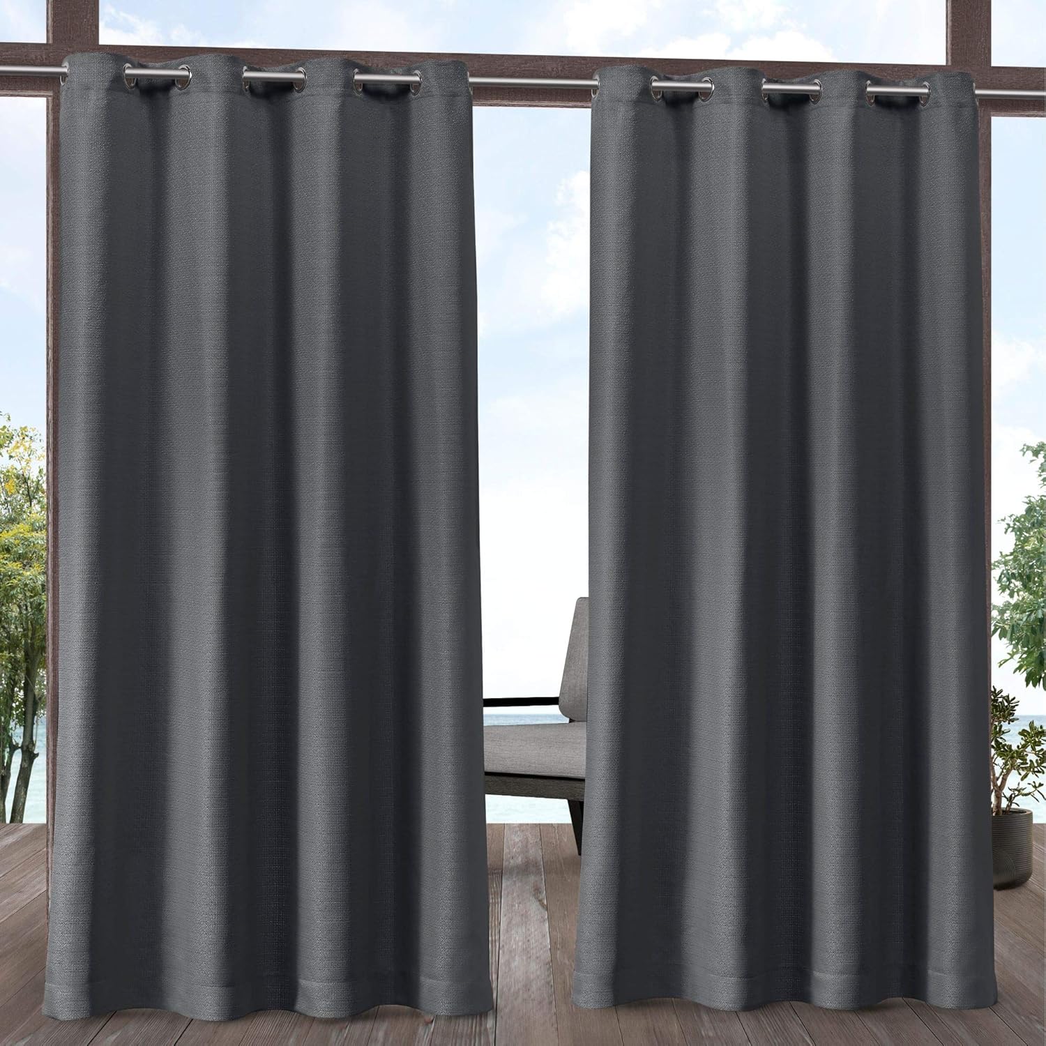 Exclusive Home Curtains Aztec Indoor Outdoor Grommet Top Curtain Panel Pair, 54x84, Azure