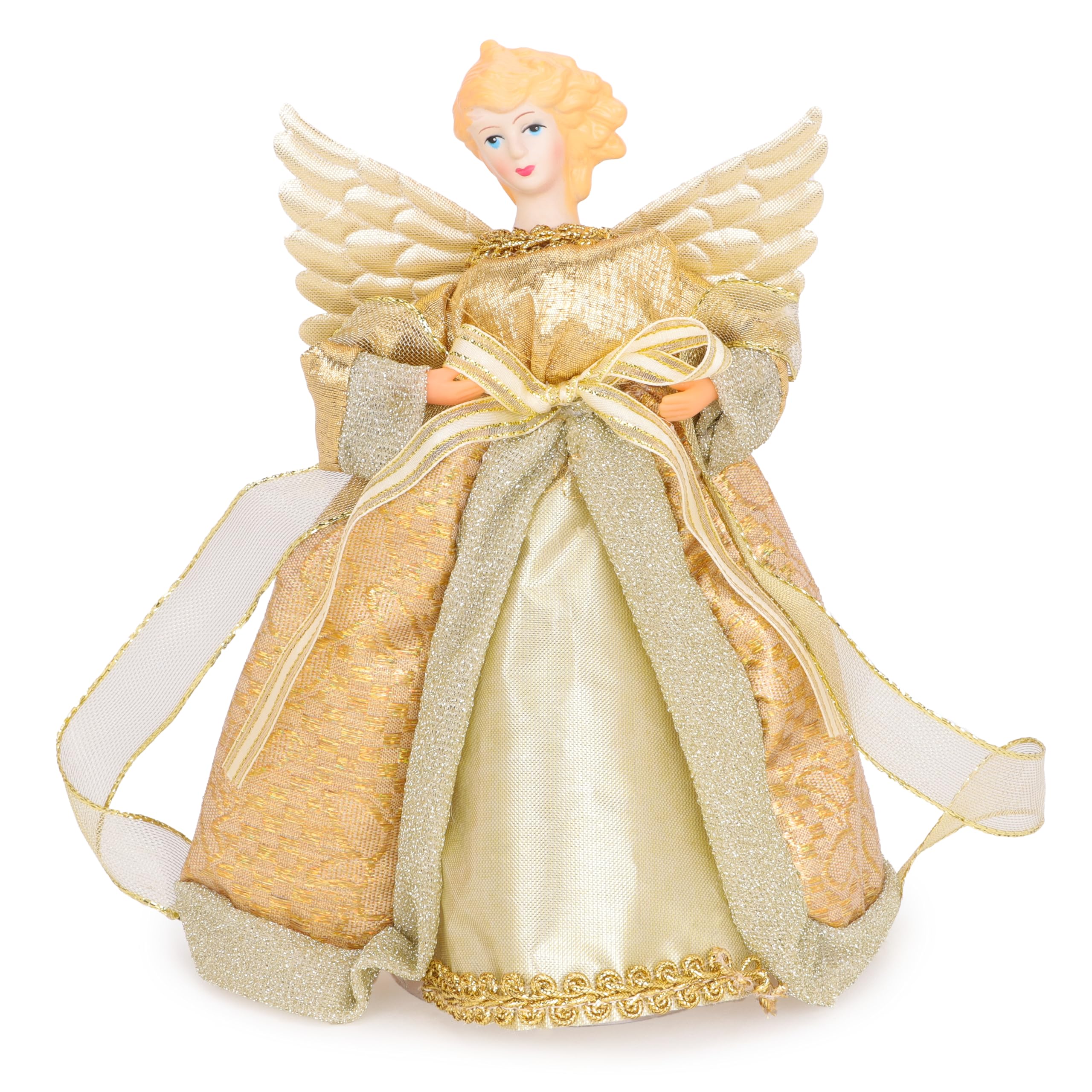 Toyland® 21cm (8") Tree Top Angel - Christmas Tree Decorations - Gold or Silver (Gold)