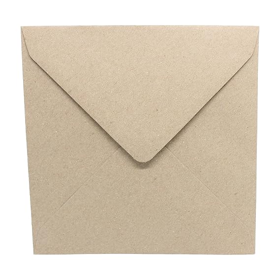 50 Kraftpapierumschläge - quadratisch - 155x155mm - Briefumschläge aus Kraftpapier - Retro - Vintage - nassklebende Kuverts f