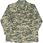 Rothco Kids Camo BDU Shirt - Cargo Uniform Jacket Long Sleeve Utility Shacket, ACU Digital Camo, L
