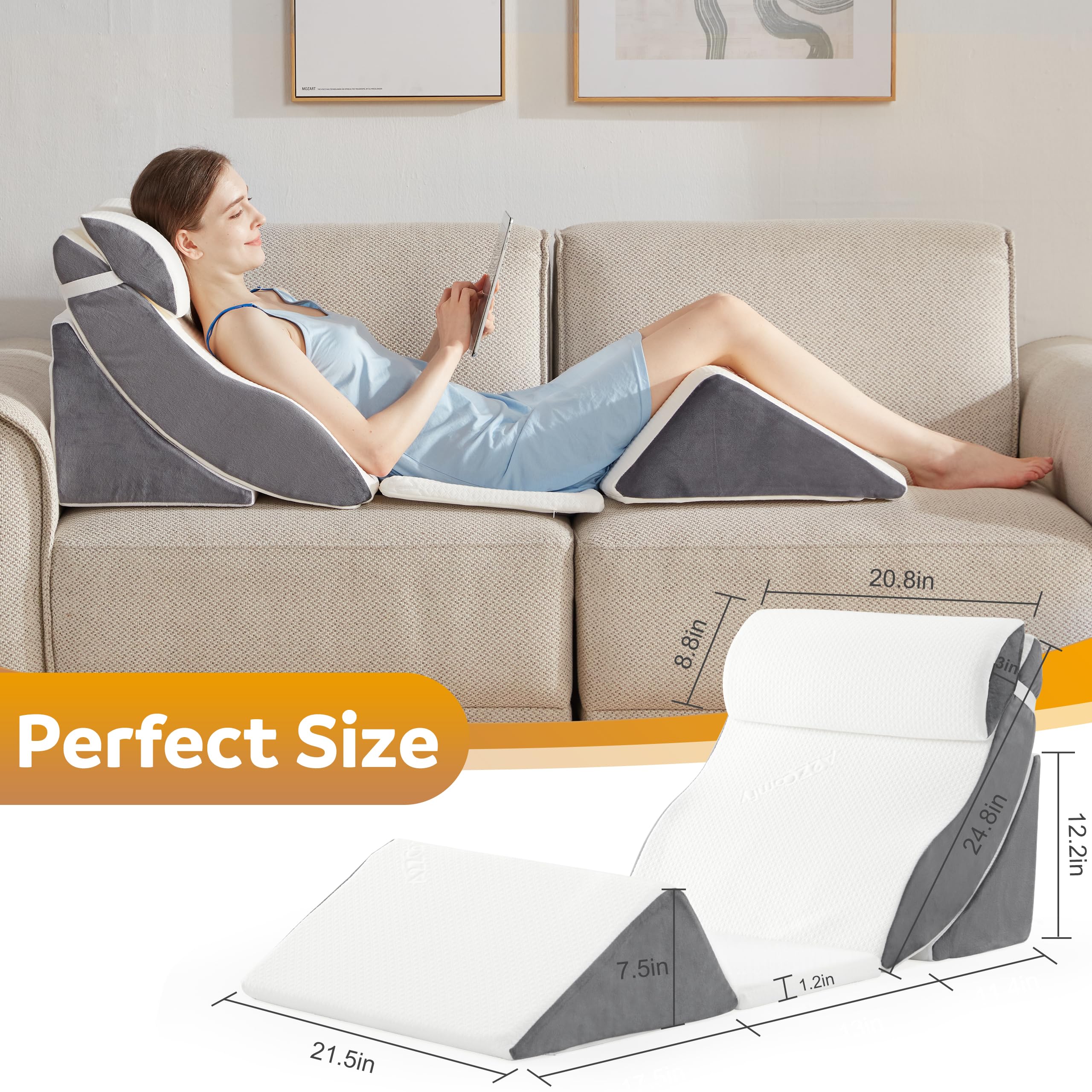 5PCS Orthopedic Bed Wedge Pillow Set for After Surgery, Memory Foam for Sleeping, Rotator Cuff Post Surgery, Sit Up Pillow for Shoulder and Back Support