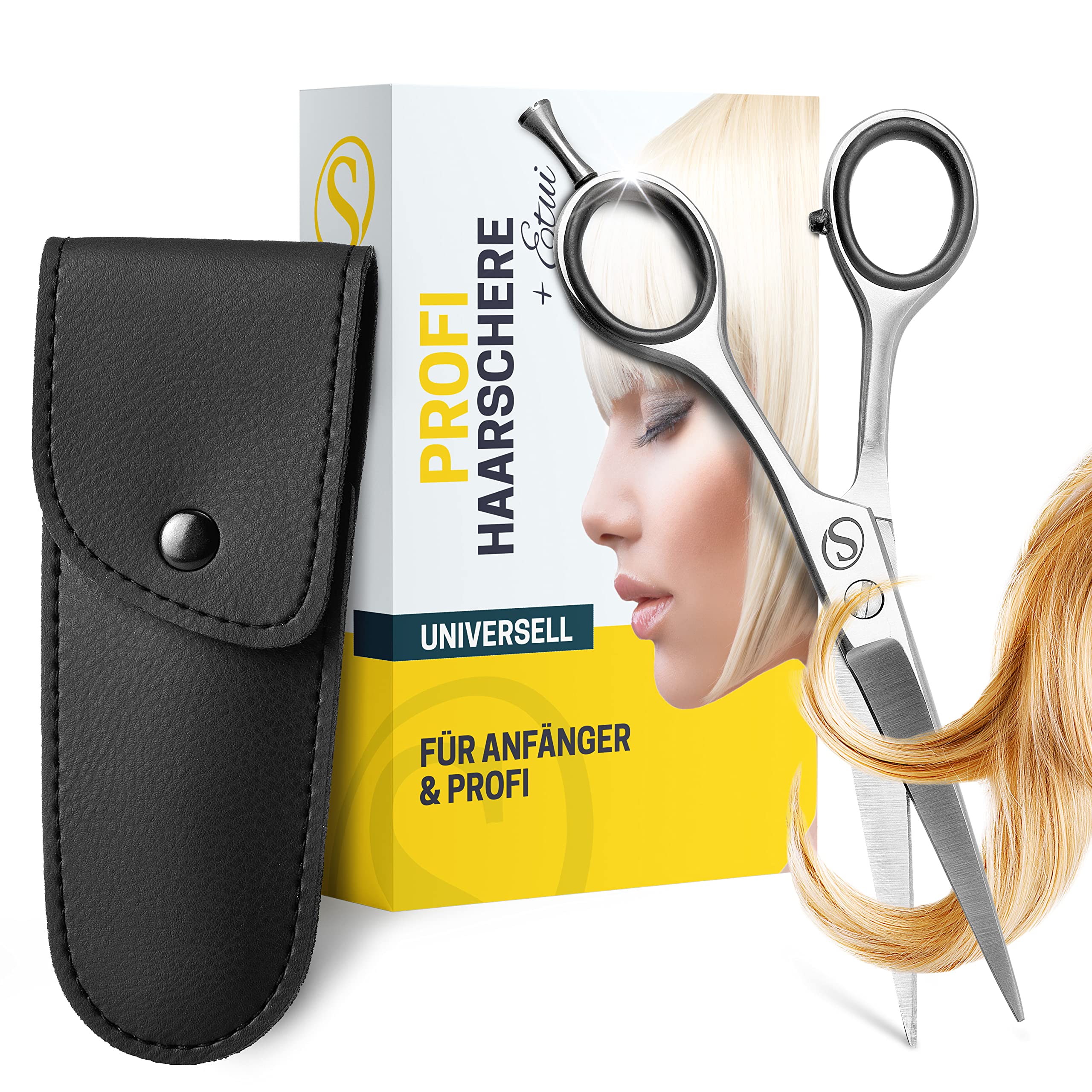 SCHMIEDWERK Professional Stainless Steel Hair Scissors, Argente - Sharp, Precise Cut, Ergonomic Grip, Ideal for Men and Women