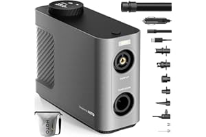 HOTO Air Pump Master, Portable Cordless Tire Inflator, Electric Air Pump with 9 Pump Modes, 12V DC Car Connector for Car, Bik