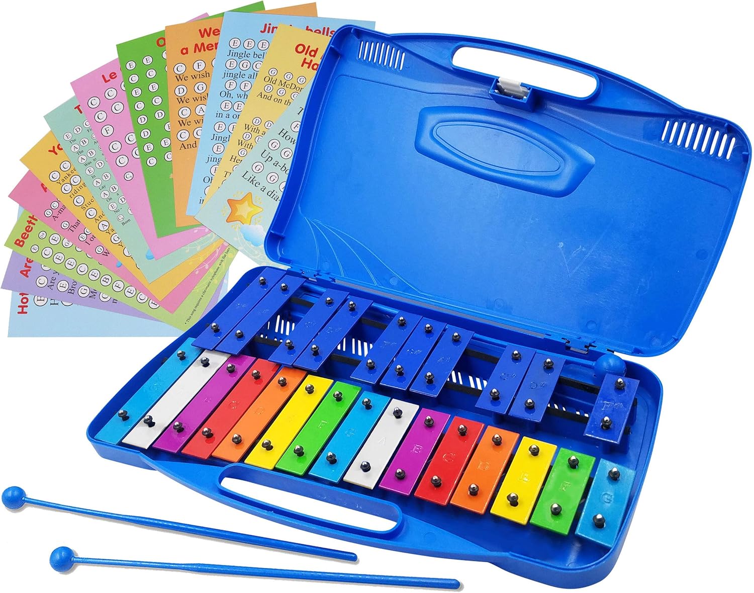 Xylophone 25 Note Chromatic Glockenspiel in a Blue Plastic Case Card