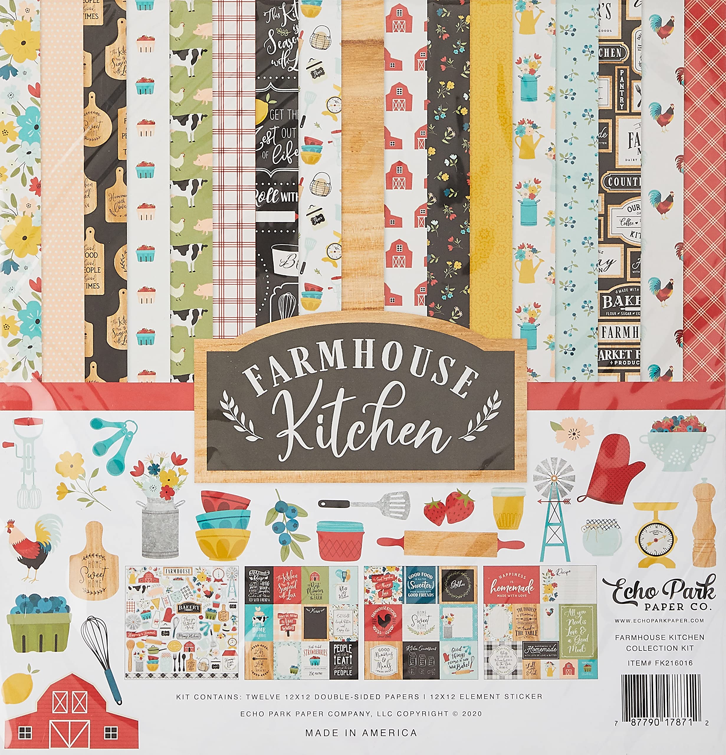 Echo Park Paper 628970 Farmhouse Kitchen Collection Kit, 12 x 12