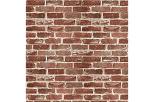 Hopeak Red Brick Wallpaper Self-Adhesive Peel and Stick Wallpaper Waterproof and Removable Good for Home Decoration and Furniture Renovation 17.5 x 118 Inch
