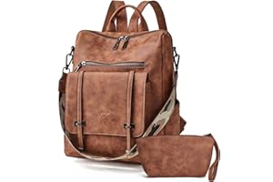 OPAGE Backpack Purse for Women Leather Backpack Purse Fashion Designer Travel Backpack Ladies Shoulder Bags With Wristlet, 14-in Height, 1-4 Nubuck Brown