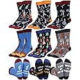 Haysandy 6 Pairs Men Music Socks Guitar Casual Dress Socks Instruments Crew Foot Cover for Music Lover Holiday Gift