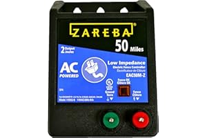 Zareba 50 Mile AC-Powered Low Impendence Electric Fence Charger - Contain Pigs, Goats, Horses, Cattle, and More - Keep Out Predators - For Heavy Weed Conditions - EAC50M-Z