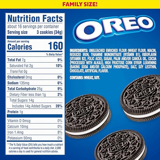 Amazon Com Oreo Chocolate Sandwich Cookies Holiday Christmas Cookies Family Size 19 1 Oz Prime Pantry