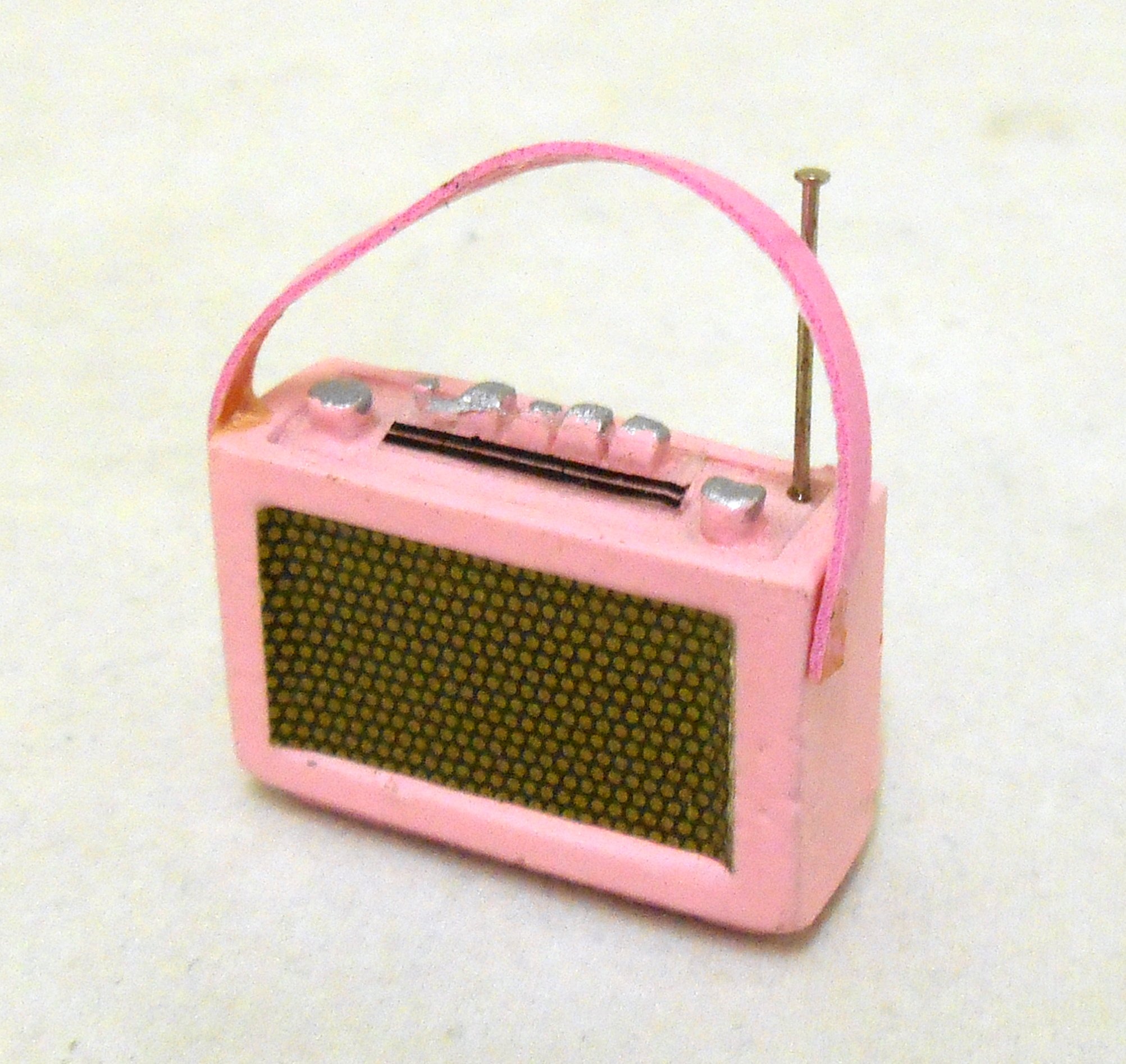Wonham Dolls House Miniature 1:12 Scale Accessory 1960's Pink Transistor Radio