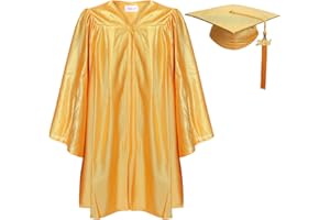 Newrara Unisex Shiny Kindergarten Graduation Gown Cap with Tassel (27, Gold)