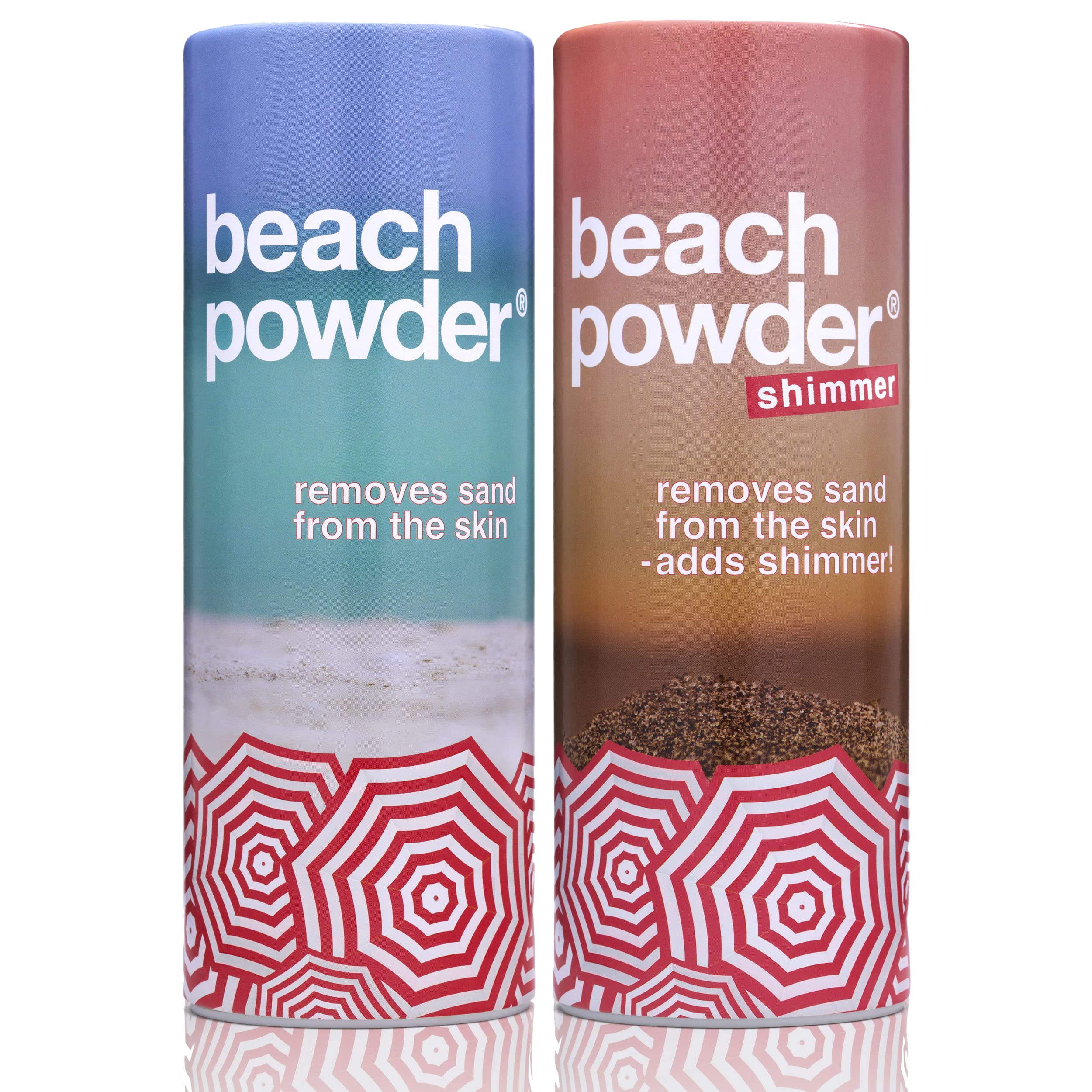 Beach Powder, 1 x Original Beach Powder (100g), 1 x Beach Powder Shimmer (85g) | Removes Sand Easily for Gorgeously Smooth Skin | Beach Skin Care - Eco-Friendly, Allergy-Free, and Speech Free