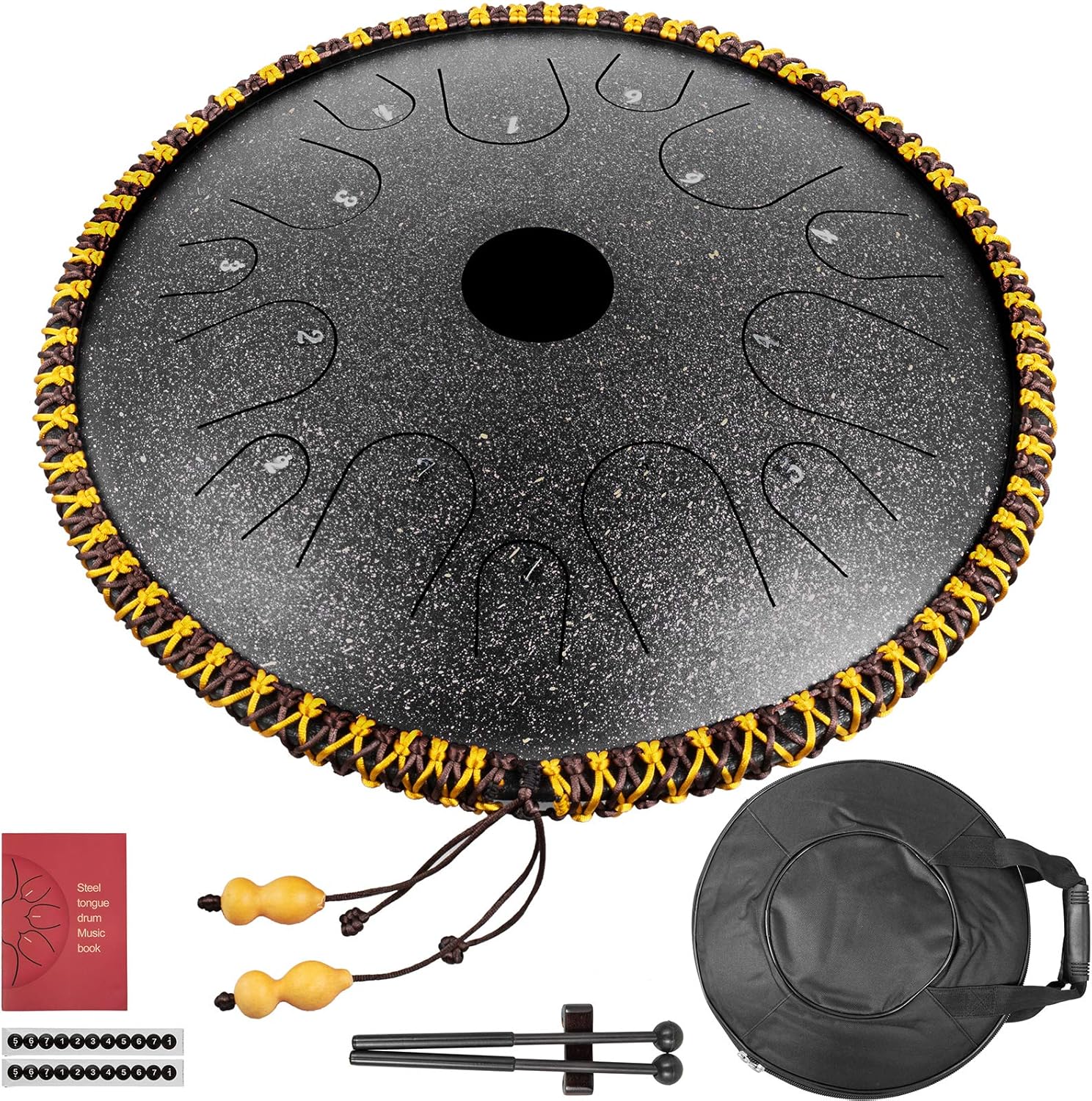 Happybuy Black Tongue Drum 14 Notes Dish Shape Drum 14.9
