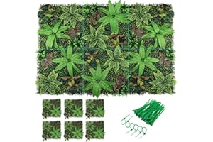 Luyue Artificial Grass Wall 20"×20" Mixed Fern Grass Wall Panels 6pcs Greenery Grass Backdrop Wall Boxwood Hedge Panels for Fence Privacy Screen