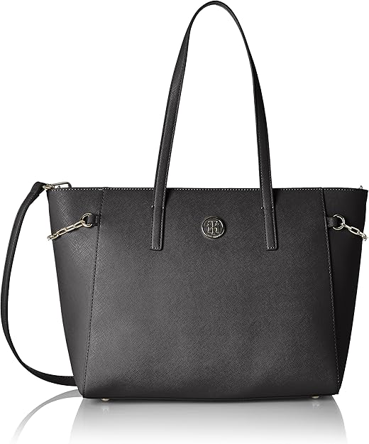 Tommy Hilfiger Women's TH Chain Medium Bag, Black, 12x26x32 cm (b x h x